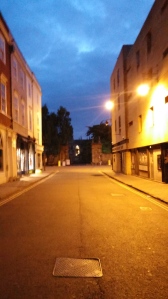 What the street of my college looks like at 4:13 AM if anyone wanted to know because I know because I woke up about 45 minutes before this and then left school at this time